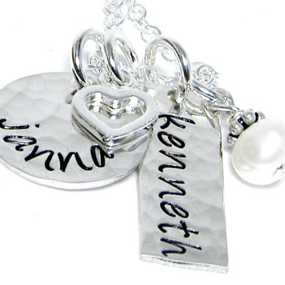 Mom Halskette Personalisierte Hand Stamped Schmuck