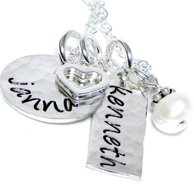 Mom Halskette Personalisierte Hand Stamped Schmuck