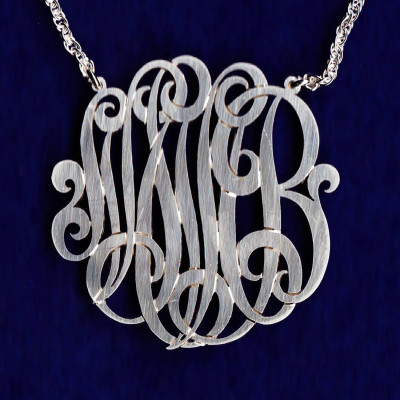 Monogramm Anfang Halskette Januar 01 bis 02 Zoll Handcrafted Designer Sterling Silber Personalisierte Monogramm Halskette Made in USA