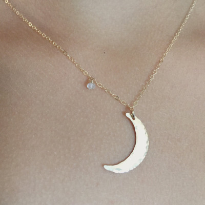 Mond Halskette - Crescent Mond - Mondstein