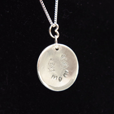 Mutter Halskette Stamped Handgemachte Muttertag GiftMother Kind Schmuck Sterling Silber Mom Halskette