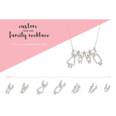 Mütter Halskette mit Kindern - Familie Amuletten für Mama - Mama Schmuck Geschenk Weihnachten - Mommy Halskette mit Kindern - Silber Familie Schmuck