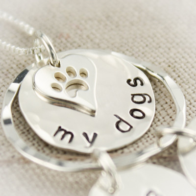 Meine Hunde Halskette - Hundehalskette - Geschenk für Hundeliebhaber - Hundeliebhaber Schmuck - Sterling Silber Personalisierte Halskette Hand Stamped Schmuck