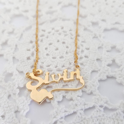 NameCustom Halskette Herz Namenskette Anhänger Gold gefüllt persönlichen Namen Schmuck Geschenk