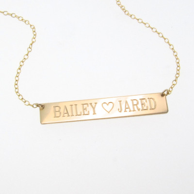 Typenschilds Bar Halskette - 14 20 Gold füllte Bar Halskette - Inklusive Gravur - personalisierte - wie auf Kim Kardashian auch in Sterling Silber
