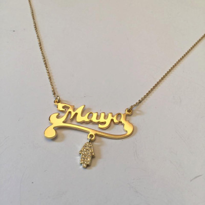 Halskette name Personalized Name Halskette Gold Nameplate Tochter Geschenk Tween Mädchen Bestes Geschenk für Mädchen Geschenk für sie Hamsa