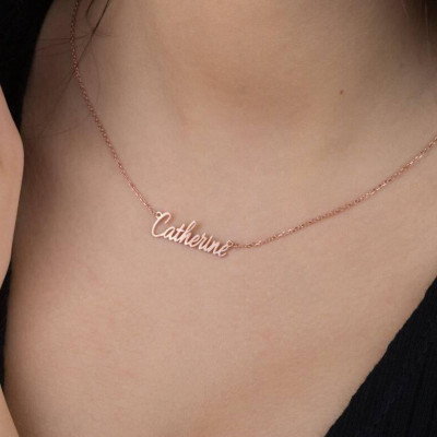 Halskette - Aussage Halskette - lange Halskette - silberne Halskette - Goldhalskette - personifizierte Halskette - Sterlingsilber Halskette - Kursiv Name