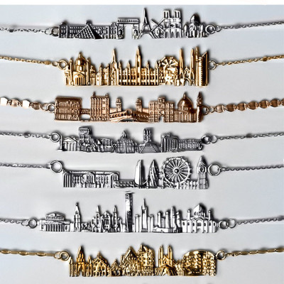 Halsketten für Frauen - Silberschmuck - Halsketten für Frauen - Silberbarren Halskette - Gold Halsketten für Frauen - Weihnachten Geschenke LONDON Skyline Geschenk