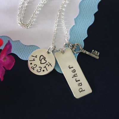 New Mom Halskette Monogramed - Großmutter Halskette - New Mom - Namens Charm - Monogramm - Mutter Geschenk - Geschenk - personalisierte - Datum Charm - Gewohnheit