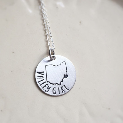 Ohio Valley Girl Sterlingsilber Halskette Geschenk für Graduate Going Away für Ihre Abschluss Staat Liebe