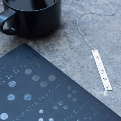 PERSONALIZEV Sterlingsilber Halskette - Braille Silber Halskette - Hand Stamped Schmuck - Braille Halskette - Braille Schmuck