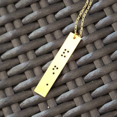 PERSONIFIZIERTEN Braille Halskette Braille inspiriert Halskette Gravierte Halskette 14k Gold überzogene Braille Ne 564.293.486