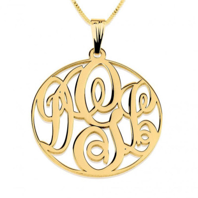 Personalisiert - Gewohnheit - Sterlingsilber 1.2" Kreis Monogramm Handmade Initialen Halskette - wählen Finish Silber - Rose Gold - 24 Karat vergoldet