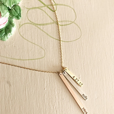 Personalisierte 3 Bar Halsketten für Frauen - Mutter Tagesgeschenk - Personalisierte Geschenke für Weihnachten - Sterlingsilber Halskette - Geburtstags Geschenk für sie