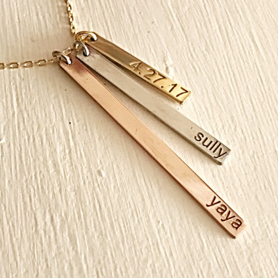 Personalisierte 3 Bar Halsketten für Frauen - Mutter Tagesgeschenk - Personalisierte Geschenke für Weihnachten - Sterlingsilber Halskette - Geburtstags Geschenk für sie