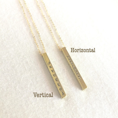 Personalisierte 3D Goldbarren Halskette - Four Sided Bar Halskette - Mutter Halskette - Personalisierte Halskette - Name Bar Halskette - Stamped Eve