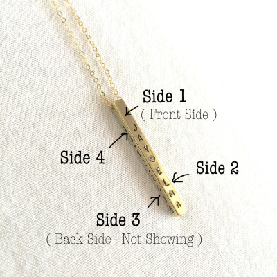 Personalisierte 3D Goldbarren Halskette - Four Sided Bar Halskette - Mutter Halskette - Personalisierte Halskette - Name Bar Halskette - Stamped Eve