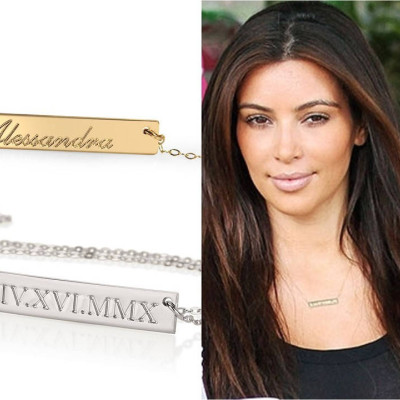 Personalisierte Bar Halskette - Bedingungslose Halskette Namenshalskette - graviert Gold Bar Halskette für sie - Geschenk für Frau - Gold - Silber - Bar