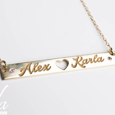 Personalisierte Bar Halskette mit Geburtsstein Goldbarren Halskette Halskette Statement Anniversary Gift - Geschenk für Freundin - Layering Halskette