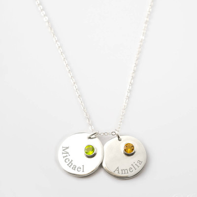 Personalisierte Geburtsstein Halskette mit Kindernamen - individuell gestaltete Mom Halskette Schild Halskette Großmutter Geschenk für Mama von Tochter Sohn Schwestern