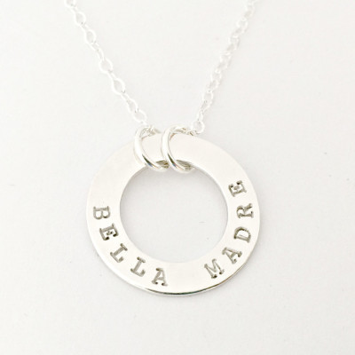 Personalisierte Eternity Ring Dicke - Hand Stamped Sterling Silber Washer mit Phrase oder Wörter Ehefrau - Mutter - Freundin Individuelle Geschenk für sie
