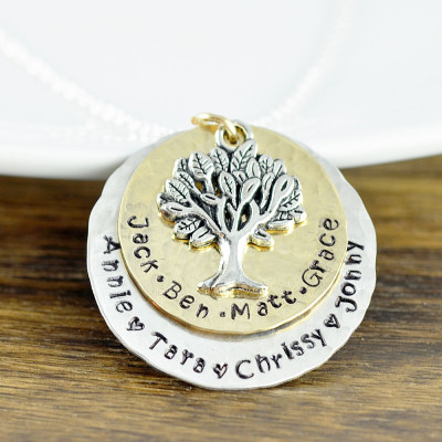 Personalized Family Tree Halskette - Baum des Lebens Halskette - Stammbaum Halskette für Mamma - Personalisierte Mütter Halskette - Großmutter Halskette - 