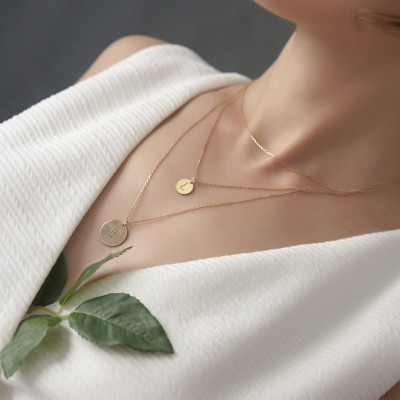 Personalisierte Geschenke für Frauen - empfindliches Layered Halskette - personifizierte Initiale Halskette - Personalisierte Halskette - Rose Gold Disc Halskette