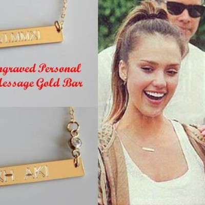 Personalisierte Goldbarren Halskette Name MomNecklace Gravierte Halskette Reck Initialen Monogramm Name Sterling Silber Bar