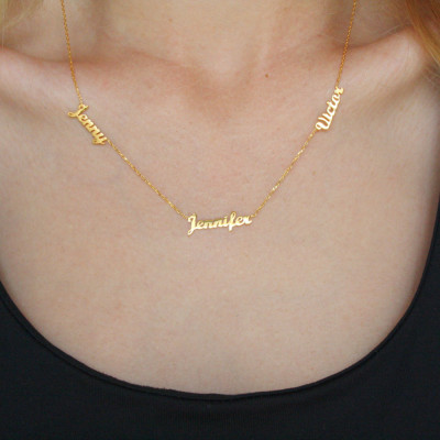 Personalisierte Gold Stacked 3 Namen Halskette ~ Personalisierte Silber Namenshalskette ~ Multiple Namenskette ~ Sweet Family Halskette ~ Gold Name