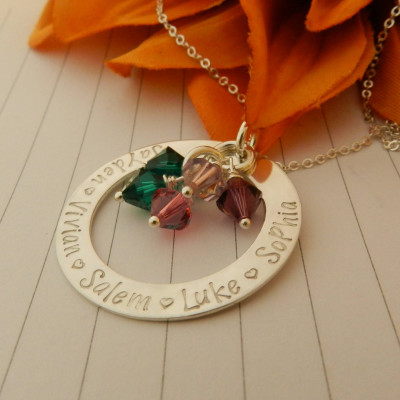 Personifizierte Großmutter Halskette Kindernamen Halskette Sterling Silber Weihnachtsgeschenk für Frau Geburtsstein Halskette für Nana Mutter Halskette