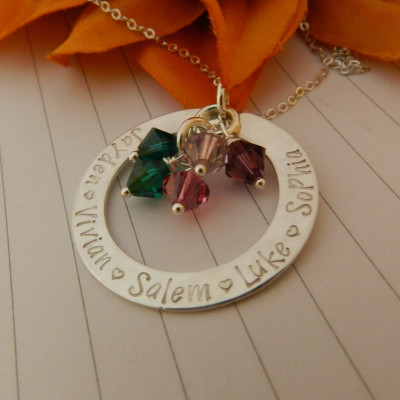 Personifizierte Großmutter Halskette Kindernamen Halskette Sterling Silber Weihnachtsgeschenk für Frau Geburtsstein Halskette für Nana Mutter Halskette