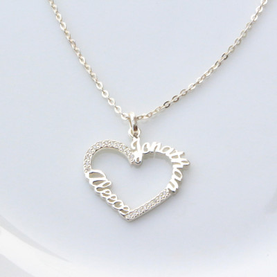 Personalisierte Herz Namen Halskette Paare Namenshalskette Liebe Halskette Geschenk für sie Geschenk der Mutter Tages Weihnachtsgeschenk