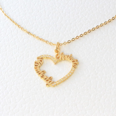 Personalisierte Herz Namen Halskette Paare Namenshalskette Liebe Halskette Geschenk für sie Geschenk der Mutter Tages Weihnachtsgeschenk