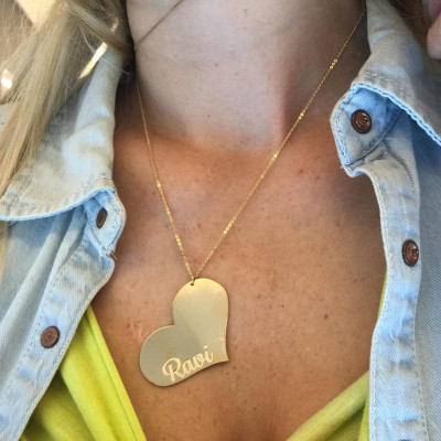 Personalisierte Herz Halskette - Anfängliche Halskette - Goldhalskette - BIG Herz Halskette - Brautjungfer Geschenke - Geschenk für Mama - Hochzeitsgeschenk