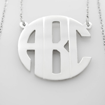 Personalisierte Initialen Buchstaben Monogramm Halskette 925 Sterling Silber Anhänger Feine Handgemachter Schmuck