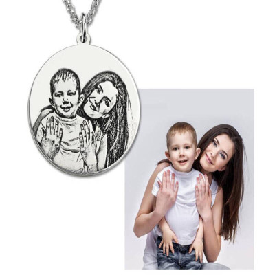 Personalisierte Schmuck Bild Ketten Familie Halskette | Handschrift Monogramm benutzerdefinierten Namen Kinder Geschenk | CUFiH01