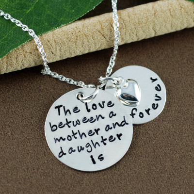 Personalisierte Schmuck | Die Liebe zwischen Mutter und Tochter ist immer Halskette | Hand Stamped Mommy Halskette | Mutter Daugther Halskette