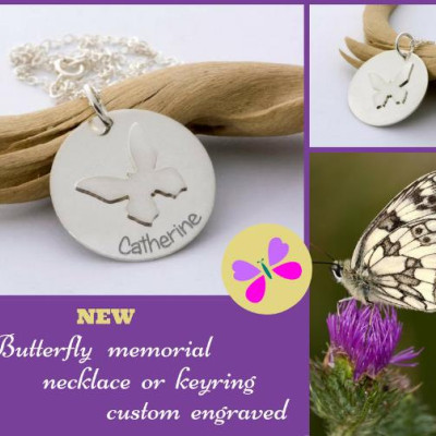 Personalisierte Memorial Schmetterling Gewohnheit gravierte Halskette - Sterling Silber handgemachte Schmuck - Sympathie - Geschenk - Baby - Kind Verlust - Verlust von geliebt einer