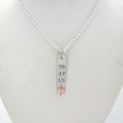 Personalisierte Herren Halskette personalisierte Kreuz Halskette Taufe Geschenk Godfather Kindernamen Vater eines Engels Personalisierte Schmuck