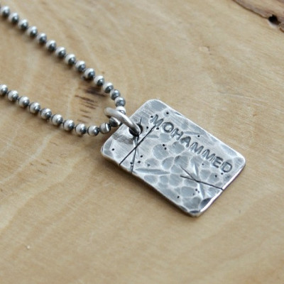 Personalisierte Herren Halskette - Herren Amuletten - Hand Stamped Namen - feiner silberner Tag - Rohmaterial Silber Dog Tag Halskette - danch Herren Halskette