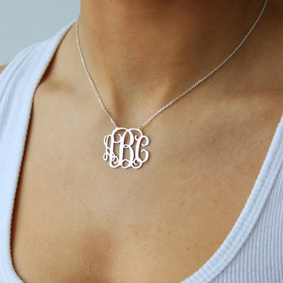 Personalisierte Monogramm Halskette in Sterlingsilber - Monogramm Initialen Halskette - Initialen Halskette - Brautjungfer Geschenk - NH10