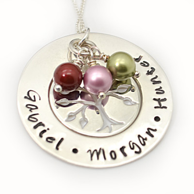 Personalisierte Mütter Familie Baum Halskette - Hand Stamped - Mutter Schmuck - Geschenk für Mamma - personalisierte Schmuck - Geschenk - Muttertag Halskette