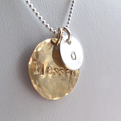 Personalisierte Mutter Halskette - ein Name - Gold und Silber - Hand Stamped Kinder Namenskette
