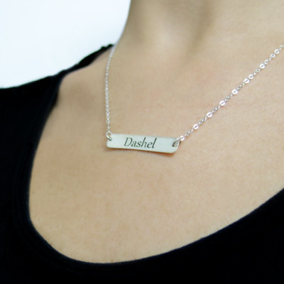 Personalisierte Namenskette - Silber Name Bar - Namensschild Halskette - kundenspezifische Gravierte Halskette - Namensschild Halskette - mein Name Halskette.
