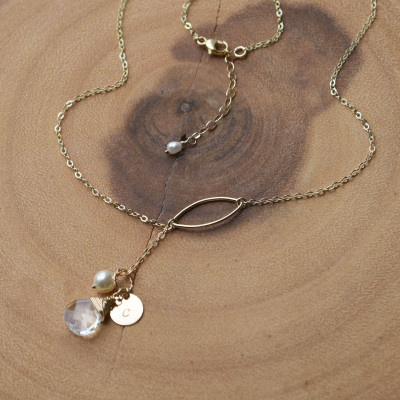 Personalisierte Halskette - Initial & Geburtsstein Halskette - Customized Halskette - Gold Y Halskette - Brauthalskette - Geschenk für sie - Mütter Geschenk