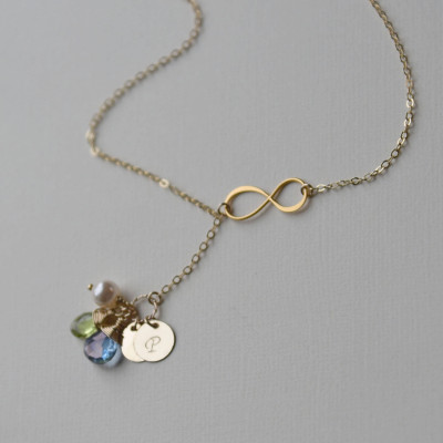 Personalisierte Halskette - Initial & Geburtsstein Halskette - Customized Halskette - Gold Y Halskette - Brauthalskette - Geschenk für sie - Mütter Geschenk