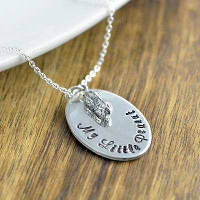 Personalisierte Halskette My Little Peanut silberne Hand Stamped Muttertag Mutter Tochter Geschenk