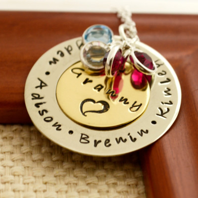 Personalisierte Halskette für Mama oder Oma - Hand Stamped Schmuck - individuell gestalteten Neckace - Muttertag - Mutter - Geburtsstein - Waschmaschine Halskette