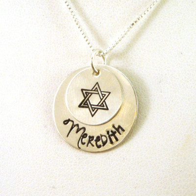 Personalisierte Davidstern Halskette Magen David Halskette jüdische Halskette Judenstern jüdische Schmuck Sterling Silber Halskette