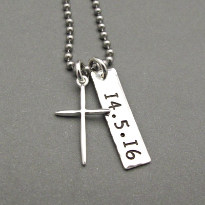 Personalisierte für ihn - Kreuz - Vatertags - Kreuz Halskette - Kreuz Anhänger Halskette für Mann